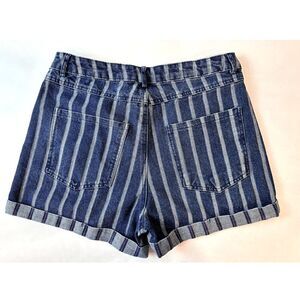 Daphnea Paris Jean Shorts Cut-Offs Stripes Retro High Rise 100% Cotton - Medium